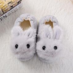 Shoes Gray / 8 Kids Cotton Home Slippers Rabbit Slippers, Fluffy Shoes, Bunny Slippers, Indoor Shoes, Fluffy Bunny, Cute Slippers, Winter Slippers, Kids Slippers, Bunny Pattern