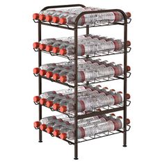 a rack filled with lots of red and white cups