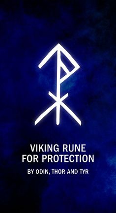 the viking rune for protection logo on a dark blue background