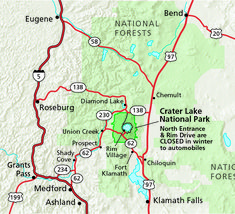 a map of crater lake national park