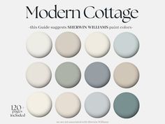 the cover of modern cottage magazine, featuring different shades of grays and whitese