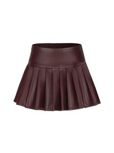 Your new favorite: The Mirabel Faux Leather Skirt. Crafted from environmentally friendly leather material, this skirt boasts a delicate and soft feel against the skin. With an open zipper on the side for easy wear, the uniform and full pleated design exudes a casual agility, perfectly blending fashion-forward waist sty Nana Jacqueline, Short Leather Skirts, Suit Collar, Faux Leather Mini Skirt, Faux Leather Skirt, Red Shorts, Leather Mini Skirts, 2000s Fashion, Sweet And Spicy