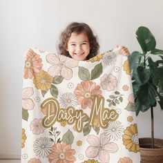 "Personalized flower pattern in vintage rustic style font blanket with Name, Custom blanket gift, Birthday Anniversary Gift,christmas gift CUSTOM OPTIONS: BE SURE TO READ OPTIONS BELOW These high quality blankets are super fluffy and warm, perfect for snuggling on the couch, by the fireplace, outdoor events, or even hanging on the wall. These custom and personalized throw blankets are the perfect gift for a couple, grandparents, anniversary, wedding, baby, valentine's day, Christmas, mother's day or father's day! They also make a great gift between friends, a vacation reveal, or as a going away present for a loved one. SIZES: 30\" x 40\"  ( Baby Sized) 40\" x 50\" -Small/Medium 36\" X 58\" -Small 50\" x 60\" -Medium 60\"80\"-Large SPECIFICATIONS: Printed Side: Front only Machine Wash Separ Grandparents Anniversary, Fireplace Outdoor, Personalized Throw Blanket, Custom Blankets, Flower Names, Custom Blanket, Name Blanket, Silk Touch, By The Fireplace