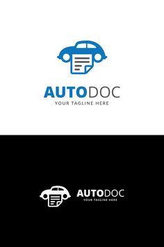 a car logo with the words auto doc on it and an image of a blue car