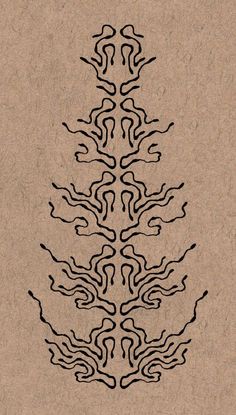 a black and white drawing of a tree on brown paper