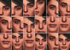 many different images of the same person's face, including an eyelid and nose