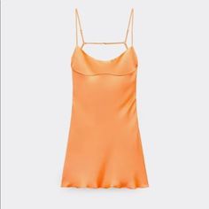 Zara tangerine orange satin cut out mini dress