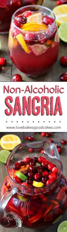 non - alcoholic sangria with cranberries and limes