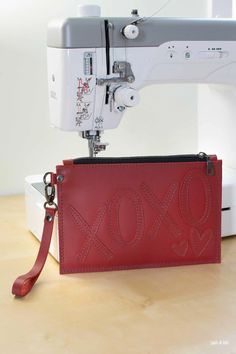 DIY Valentine's Day Sewing Project - XOXO Leather Wristlet Wristlet Patterns, Leather Glue, Diy Valentine's Day, Fabric Pen, Stitch Lines, Valentine's Day Diy, Leather Pieces, Sewing Project, Leather Diy