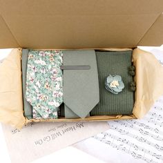 Sage (solid) and Floral Sage Tie and Sock Groom Set - Jack and Miles Sage Green Tie And Pocket Square, Sage Green Floral Ties Groomsmen, Floral Bow Tie Wedding Groomsmen, Floral Print Ties For The Groom, Floral Print Ties For Groom, Green Pocket Square, Rehearsal Dinner Favors, Tie Matching, February Wedding