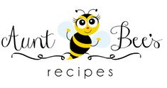 the logo for an art bee's recipe, with a smiling bee on it