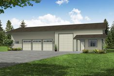 a two car garage is shown in this rendering