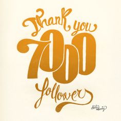 an orange and white thank you're 70 followers card with the words, thank you