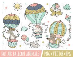 hot air balloons and animals in the sky