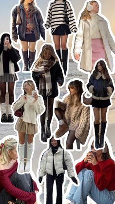 Winter Outfit Inspo ⭐ Winter Astethic Clothing, Winter Astethic, Aesthetic Winter Outfits, Winter Mood Board, Girls Winter Outfits, Hairstyle Examples, Winter Mood, Winter Lookbook, Outfit Collage