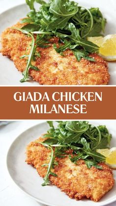 Giada Chicken Milanese Healthy Chicken Milanese Recipe, Lemon Chicken Milanese, Italian Weeknight Dinner, Milanese Chicken Recipes, Chicken Vesuvio Recipe Giada, Everyday Side Dishes, Dean And Deluca Recipes, Chicken Milanese Baked, Crispy Chicken Milanese