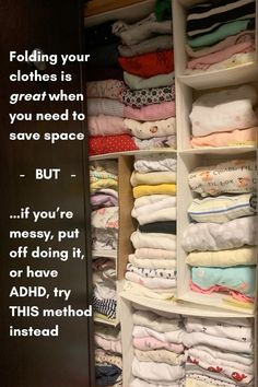 a closet filled with lots of clothes and an inspirational quote on the wall above it