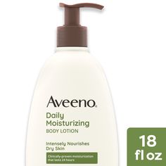 Aveeno Daily Moisturizing Body Lotion with Prebiotic Oat formula intensely nourishes dry skin. Formulated with a soothing prebiotic oat, the fragrance-free lotion has clinically proven moisturization that lasts 24 hours. This daily body lotion nourishes and helps replenish skin's natural moisture barrier. The unique prebiotic oat formula absorbs quickly and nourishes dry skin with moisture, leaving your skin soft, beautiful and healthy-looking. Aveeno Daily Moisturizing Lotion's gentle formula d Aveeno Moisturizer, Aveeno Daily Moisturizing Lotion, Fragrance Free Lotion, Daily Moisturizing Lotion, Lotion For Dry Skin, Body Lotion Cream, Moisturizing Body Lotion, Skin Lotion, Moisturizing Lotion