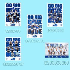 four blue and white flyers for the duke basketball team