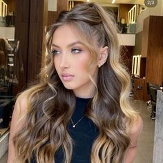 Half Up Volume Wedding Hair, Half Pony Hairstyles Wedding, Straight Hairstyles Prom, Bridemaids Hairstyles, Hair Formal, Evening Hairstyles