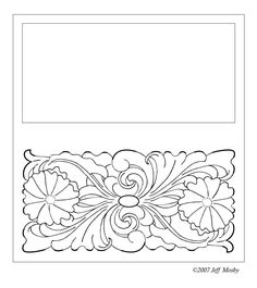 an intricately designed border with flowers and leaves in black ink on a white background