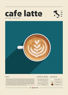 a cup of coffee with latte art on the front and back cover is shown