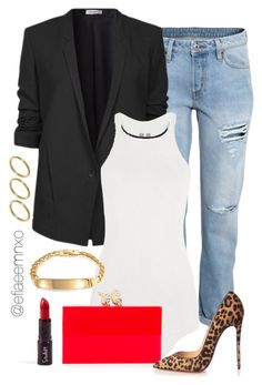 "Preppy Chic" by efiaeemnxo ❤ liked on Polyvore featuring H&M, Helmut Lang, Rick Owens, Bling Jewelry, ASOS, Charlotte Olympia, Christian Louboutin, women's clothing, women and female Looks Jeans, Preppy Chic, Mode Casual, Black Blazer, Looks Style, Mode Inspiration, Outfits Casuales, Latest Fashion For Women