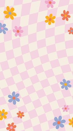 Flower square wallpaper Pastel Checkered Wallpaper, Preppy Iphone Wallpaper, Summer Wallpaper Ideas, Cute Summer Wallpaper, Checkered Wallpaper, Square Wallpaper, Colorful Daisies, Iphone Wallpaper Preppy, Iphone Themes