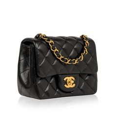 To say we're obsessed with this little Chanel gem here at bagsalora is an understatement. Crafted from black caviar leather and complimented by romantic antique gold-tone hardware, this rare Mini Classic Flap is definitely hard to get your hands on. The perfect accessory for basically anything, this little Chanel is the ideal compliment to any outfit for any occasion. Wear the mini flap with a cocktail dress and a pair of heels, or with black trousers with a silk blouse, or even with a pair of jeans and a basic tee - no matter what, this bag is a suitable companion. A bag you'll wear and love forever, the Classic Flap is a piece that will never go out of style. A timepiece that you can pass down from generation to generation, investing in a Classic Flap is always a good idea given that the Everyday Luxury Caviar Leather Bag, Luxury Caviar Leather Bag For Everyday, Black Caviar Leather Evening Bag, Designer Caviar Leather Bags For Formal Occasions, Luxury Caviar Leather Evening Bag, Small Elegant Shoulder Bag With Dust Bag, Small Elegant Shoulder Bag, Classic Gold Shoulder Bag For Gift, Classic Gold Shoulder Bag As Gift