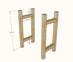 two wooden ladders are shown with measurements for the top and bottom one is tall