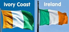 two flags with the words ivory coast and ireland