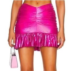 Fits True To Size, Size: Small, Never Worn, Hot Pink, Revolve Mini Skirt, More To Come Hot Pink Mini Skirt, Fur Skirt, Ruched Mini Skirt, Belted Mini Skirt, Festival Skirts, Pink Mini Skirt, Jaded London, Suede Mini Skirt, I Am Gia