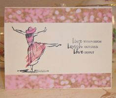 a card with a drawing of a woman dancing