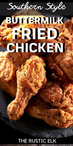 If you love delicious, crispy fried chicken, this southern fried chicken recipe is for you! Soaked in a seasoned buttermilk brine, coated in seasoned flour and deep fried in lard to a perfect, crisp finish you’ll never fry chicken any other way. Fried Chicken Brine, Southern Fried Chicken Recipe, Fried Chicken Seasoning, Best Fried Chicken Recipe, Fried Chicken Breast Recipe, Chicken Seasoning Recipes, Chicken Wing Recipes Fried, Easy Fried Chicken, Cooking Fried Chicken