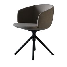 a gray chair with black legs on a white background