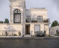 Neoclassical Facade, Neo Classical Elevation, Neo Classic Elevation Villa, Classical Hotel Elevation, Sims Apartment, New Classic Villa, Classical Villa, Classical Facade, Dubai Architecture