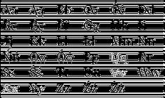 the upper and lower case of an english cursive alphabet with letters in it