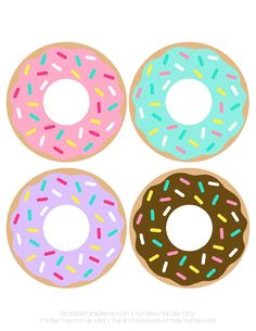 three donuts with different colored sprinkles on them