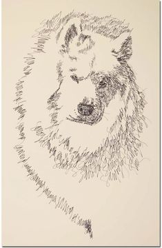 a black and white drawing of a wolf's head