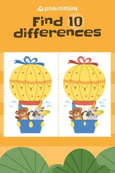 an image of a bear in a hot air balloon with the words find 10 differences