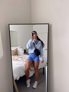 Casual Gym Outfit Style, Lazy Cute Summer Outfits, Casual Outdoor Outfit Summer, Casual Outfits Athleisure, Cute Gym Outfits Summer, Cute Work Out Outfits, Leisure Outfits Women, Gym Summer Outfits, Cute Fall Outfits With Shorts