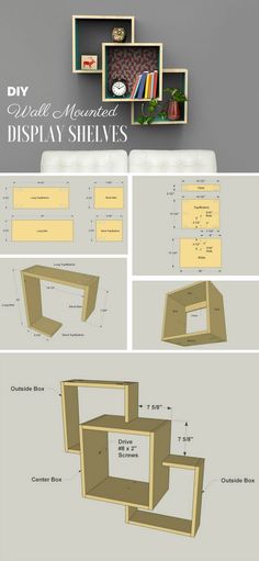 the instructions for how to build an easy diy display shelf with shelves on each side