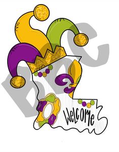 a drawing of a clown's face with the words welcome