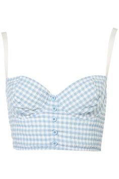 Pastel Tops, Pastel Gingham, Bralet Tops, Shirts Crop, Bralette Crop Top, Gingham Tops, Gingham Shirt, Diy Couture, Topshop Outfit