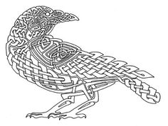 a black and white drawing of a bird with an intricate design on it's body