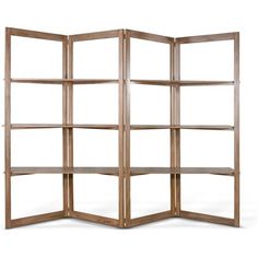 an open bookcase with four shelves on each side