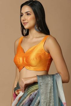 Fitted Sleeveless Blouse Camisole For Party, Orange V-neck Blouse For Party, Elegant Sleeveless Crop Top, Sleeveless Crop Top For Party, Fitted V-neck Tank Top For Wedding, Party Vest Blouse, Padded V-neck Tank Top, Fitted Padded Blouse Camisole For Summer, Elegant Sleeveless Tank Top For Festive Occasions