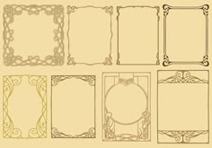 a set of decorative frames and borders with place for text or image on a beige background