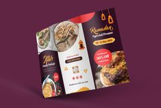 a brochure is shown with an image of food items on the front and back