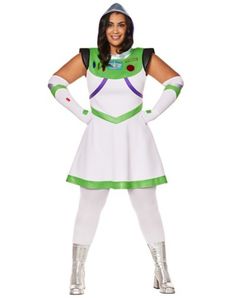 a woman dressed as buzz lightyear from toy story